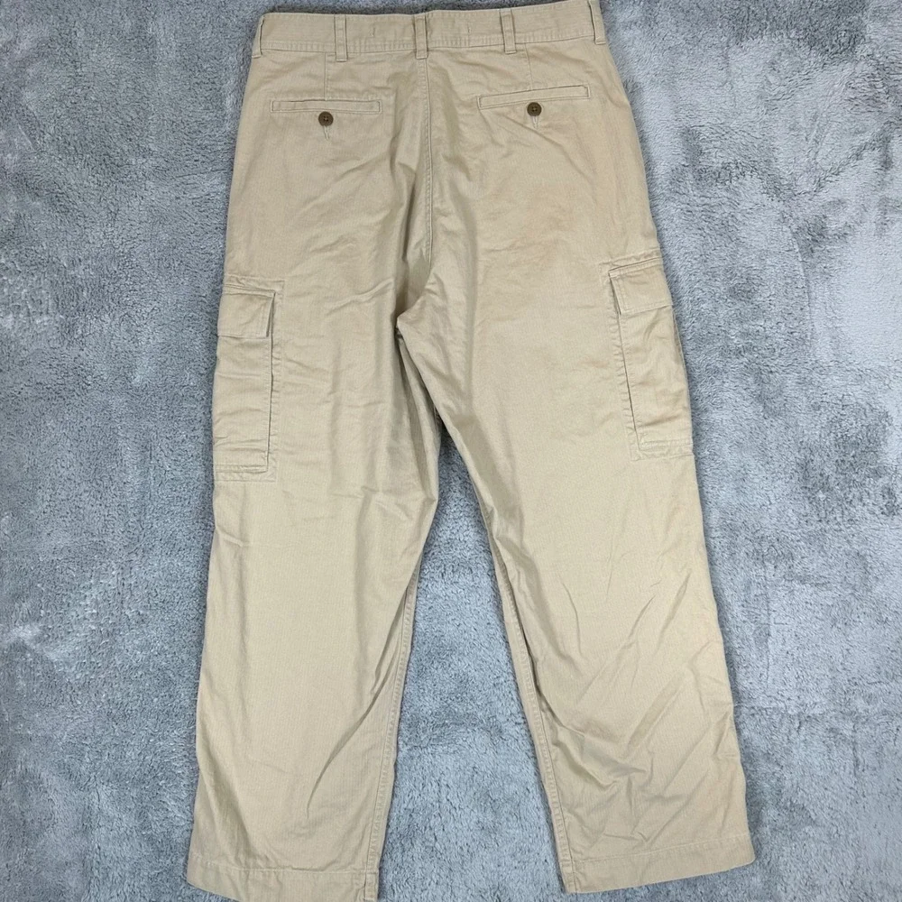 Polo Ralph Lauren Mens Khaki Herringbone Cotton Cargo Pants 35x29.5 Tan RN41381